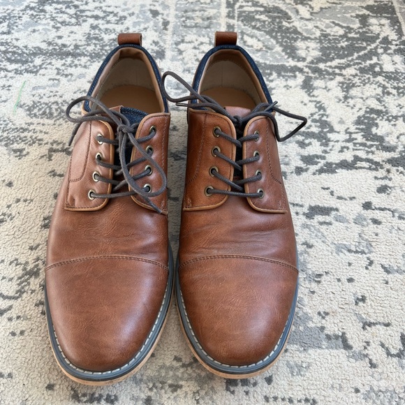 JF J.Ferrar Men's Brown Leather Oxfords - Picture 3 of 7